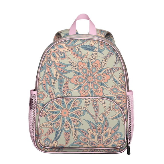 Ethnic Floral Students Backpack - Classic Chic Aesthetic Vibrant Indian Tribal Paisley Design, Comfortable Dual Shoulder Support, Water-Repellent Lightweight Backpack