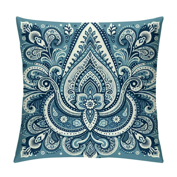 Ethnic Floral Throw Pillow Covers Pillow Covers Teal Grey Cushion Covers Flowers Cushion Cases