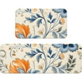 thumbnail image 1 of Ethnic Flower Leaves Kitchen Mats for Floor, Vintage Floral Kitchen Rug Runner Non-Slip Kitchen Mats and Rugs 2PCS Absorbent Standing Mats for Office Desk Sink, 1 of 6