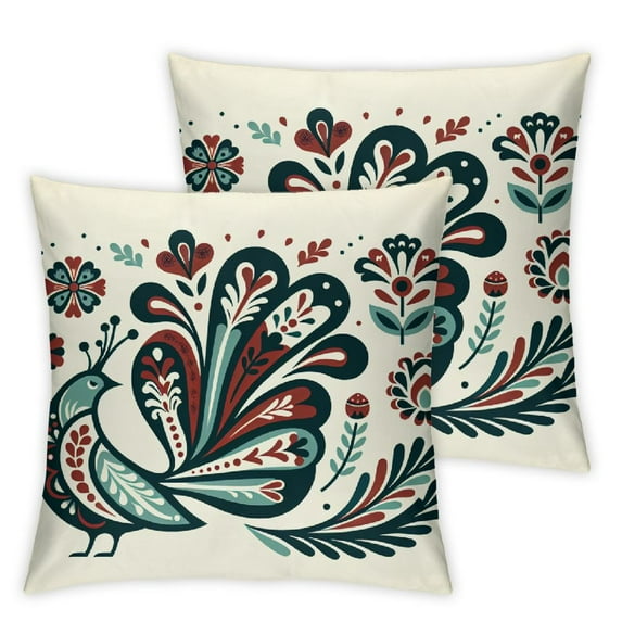 Ethnic Flower Rooster Throw Pillow Covers Decorative Pillowcase Cushion Covers Soft Velvet Pillow Cases for Sofa Couch Bed Car Bedroom Home Decor