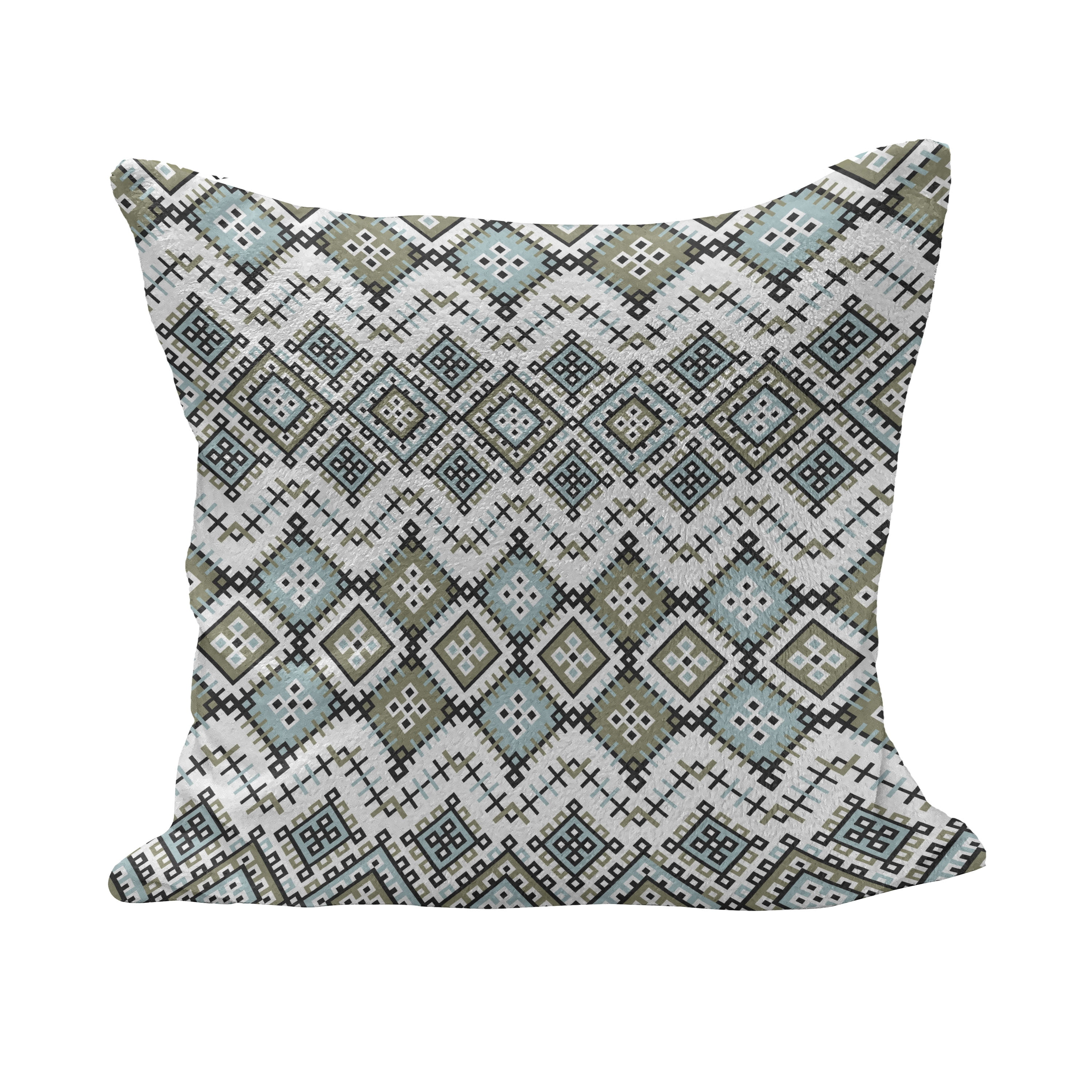 Geo Shapes Handcrafted Throw Pillow, Sage- 18x18 inch