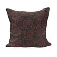 thumbnail image 1 of Ethnic Fluffy Throw Pillow Cushion Cover, Leaves with Details South Oriental Inspired Paisley Retro Art, Decorative Square Accent Pillow Case, 26" x 26", Burgundy Green, by Ambesonne, 1 of 5