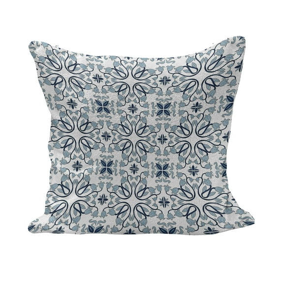 Ethnic Fluffy Throw Pillow Cushion Cover, Medieval Persian Palace Flower Leaf Shapes Inspired Motifs Art Print, Rectangle Accent Pillow Case, 36" x 16", Pale Blue, by Ambesonne