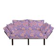 thumbnail image 1 of Ethnic Futon Couch, Traditional Bohemian Paisley Pattern Ornamental Persian Psychedelic Folk, Daybed with Metal Frame Upholstered Sofa for Living Dorm, Loveseat, Lavender Peach Cream, by Ambesonne, 1 of 4