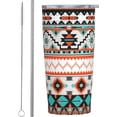 thumbnail image 1 of Ethnic Geometric Aztec 20oz Stainless Steel Cups, Insulated Stainless Steel Travel Coffee Mug Tumbler With Lid And Straw Durable Coffee Cup Water Bottle For Hot & Cold Drinks, 1 of 6