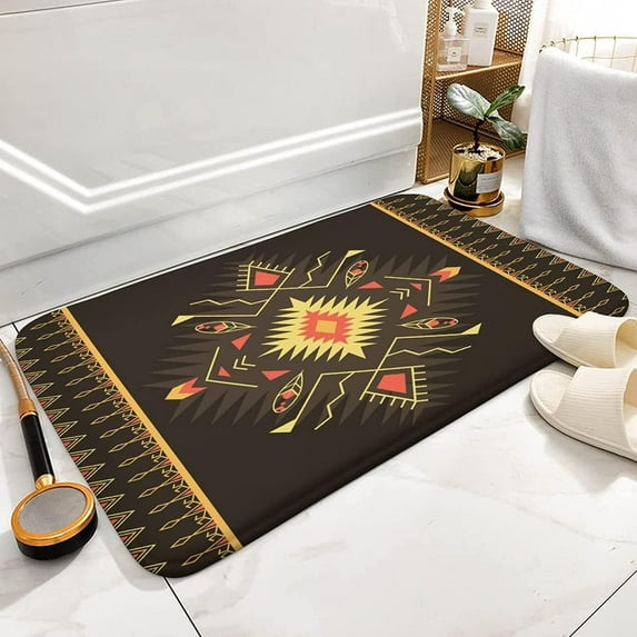 Ethnic Geometric Bathroom Rugs Soft Bath Rugs Non Slip Washable Cover Floor Rug Carpets Floor Mat Home Decor for Kitchen Bedroom Floor Mat 18"x30"