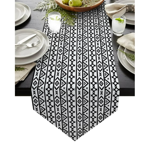 Ethnic Geometric Black And White Table Runners Home Kitchen Dining Tablecloths Wedding Party Table Decoration Table Runner