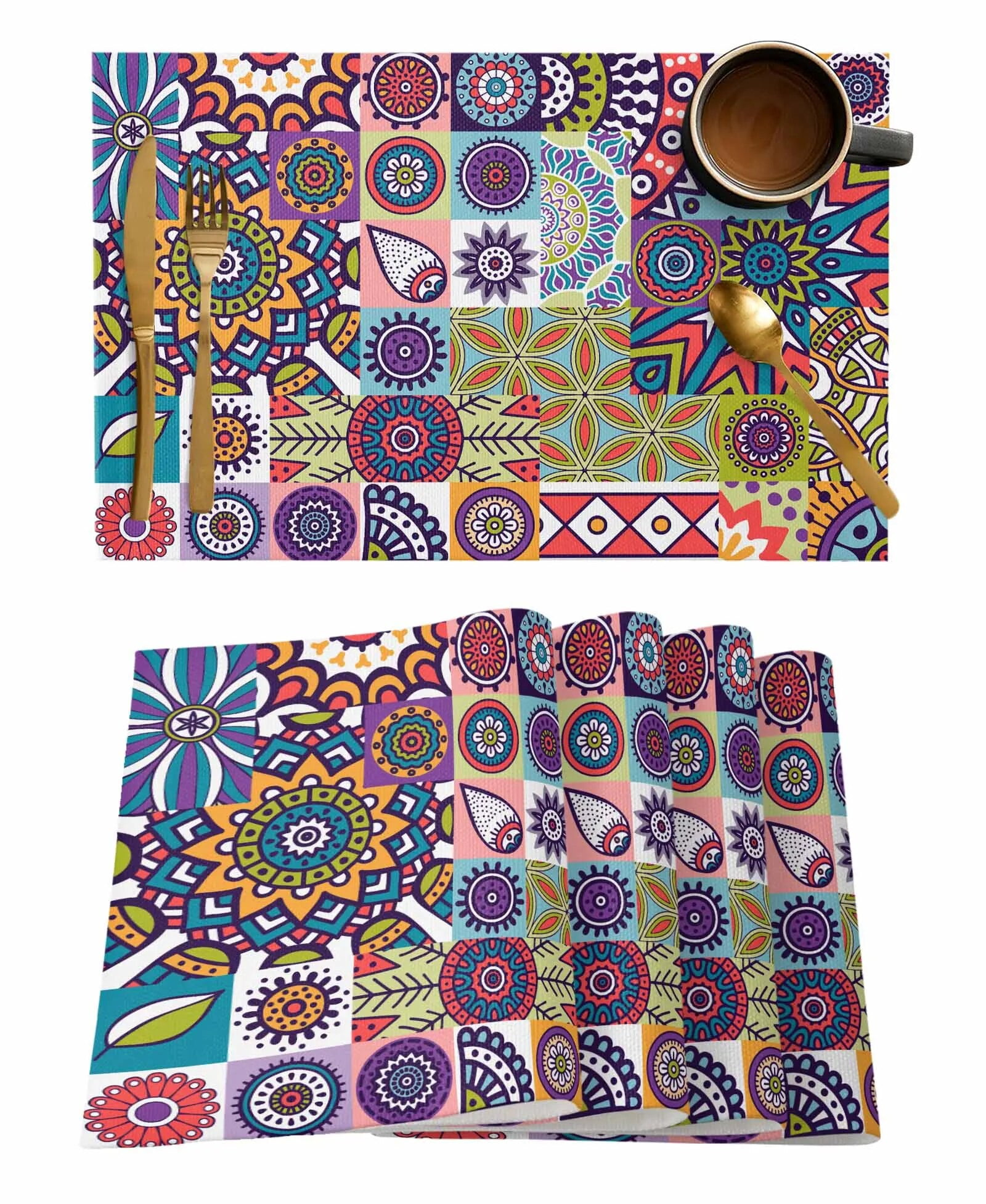 Ethnic Geometric Egyptian Morris Pattern Kitchen Dining Table Decor