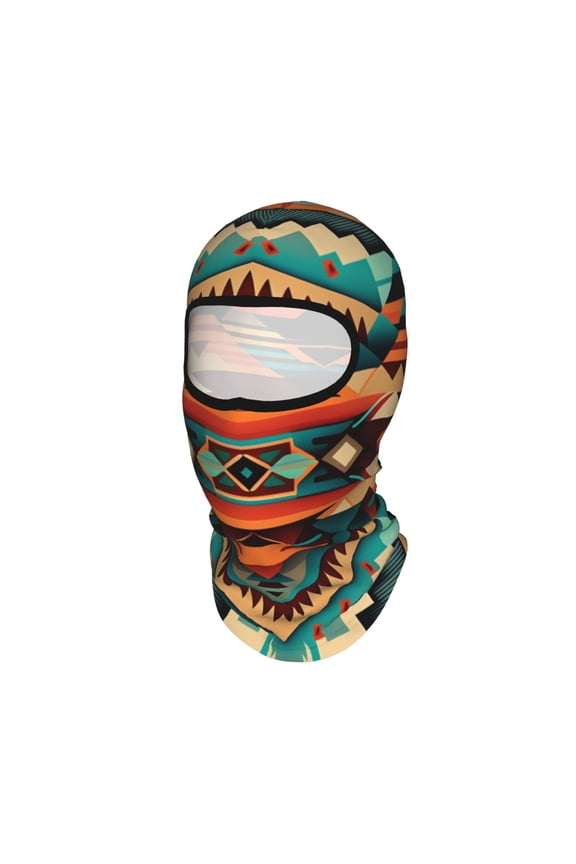 Ethnic Geometric Navajo Native American Tribal Abstract Unisex Balaclava Ski Mask Full Face Cover for Cold Weather & UV Protection, Breathable Cooling Helmet Liner