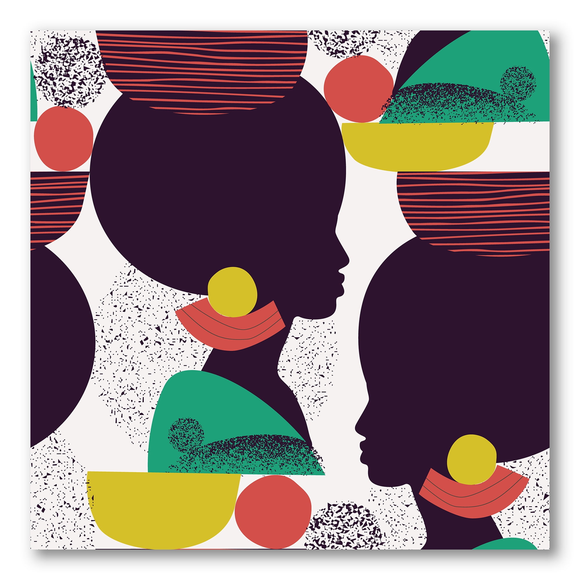 Ethnic Geometric Silhouette of African American III 36 in x 36 in Painting Canvas Art Print, by Designart
