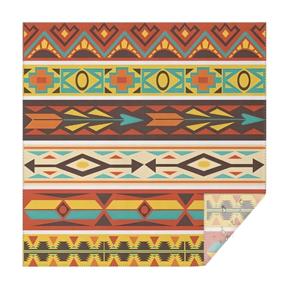Ethnic Geometric Striped Pattern Square Tablecloth,Waterproof Square Table Cover,Wipeable Spillproof Washable Table Cover for Home Kitchen Party Decor 42"X42"(107x107cm)