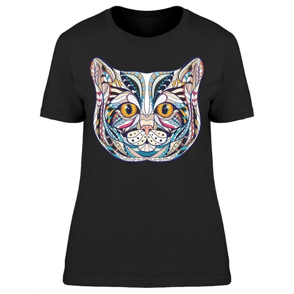 Ethnic Head Of Cat T-Shirt Women -Image by Shutterstock, Female Medium