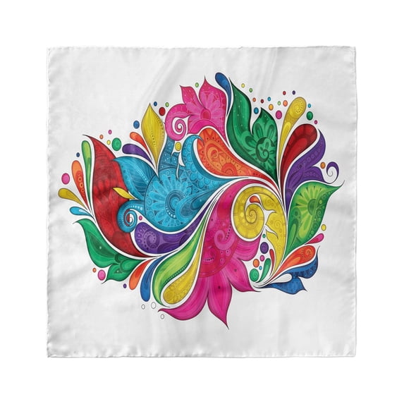 Ethnic Head Scarf, Vibrant Colorful Leaves, Head Wrap, 3 Sizes, by Ambesonne