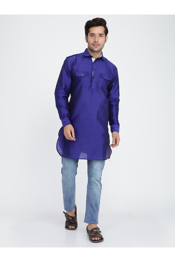 Mens Handmade Desginer Silk Blend Indian Bollywood Ethnic Wedding Wear Kurta