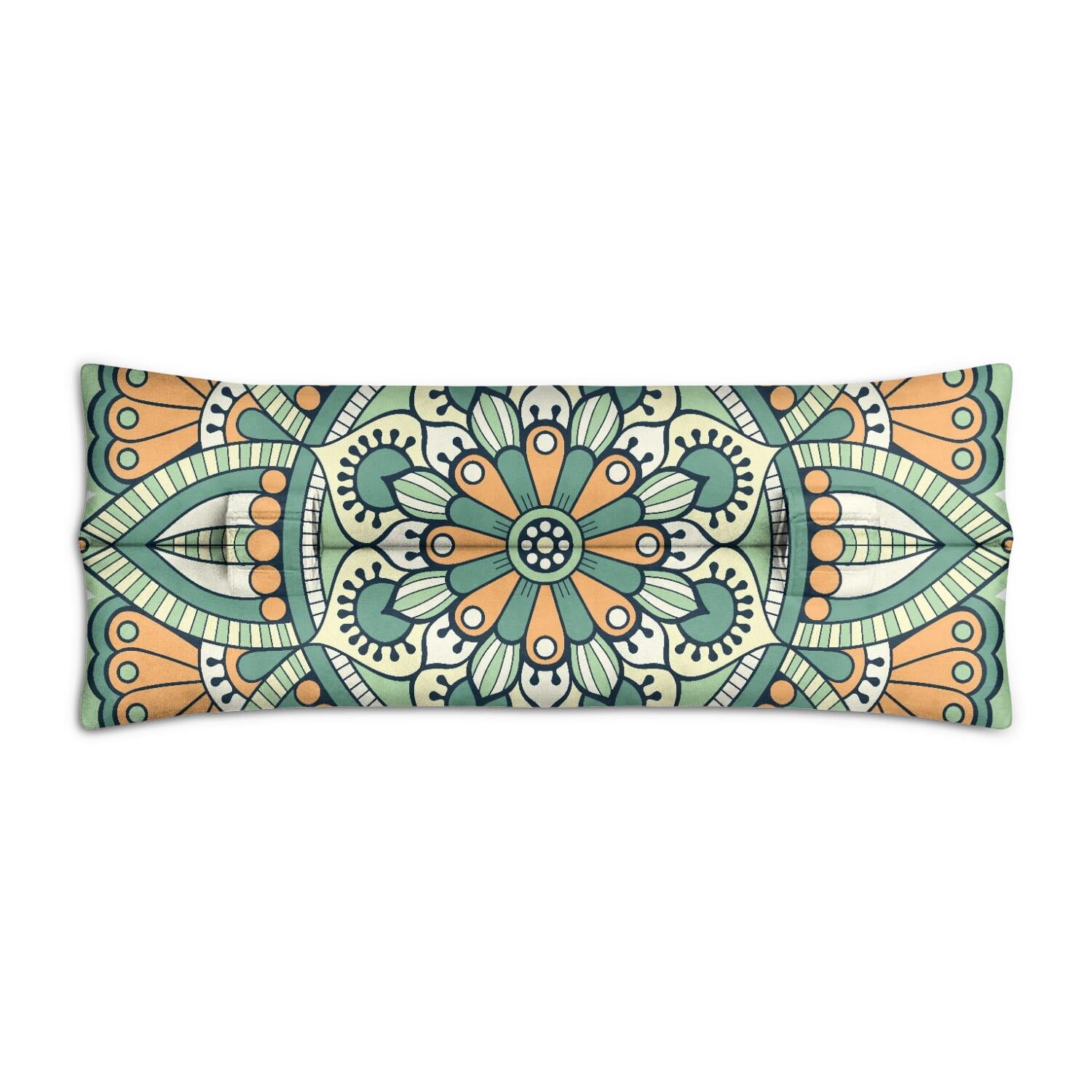 Ethnic Inspired Symmetrical Mandala Seatbelt Pillow - Plush Mastectomy Cushion for Car - Post Surgery Recovery Pillow with Sacred Symbolic Art