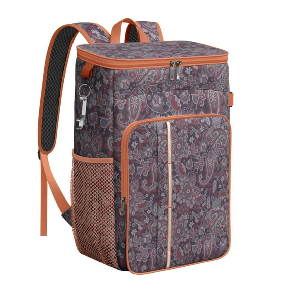 Ethnic Insulated Cooler Backpack - Colorful Decorative Design 20L Leakproof Picnic Backpack for Families, Workers & Students, Multi-Pocket