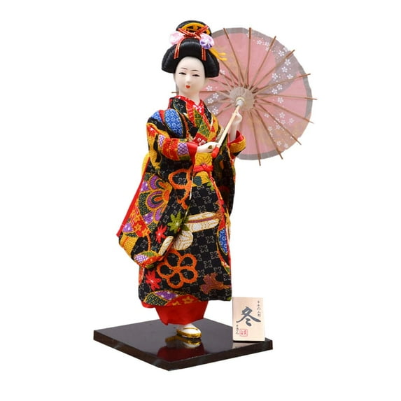Ethnic Japanese Geisha Dolls Asian Geisha Doll Kimono Dolls Ornament 12" Folk Oriental Ancient Kabuki for Home Tabletop Decor Style B