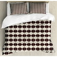 thumbnail image 1 of Ethnic King Size Duvet Cover Set, Geometric Triangles and Rhombuses Composition Traditional Pattern, Decorative 3 Piece Bedding Set with 2 Pillow Shams, Chestnut Brown and Cream, by Ambesonne, 1 of 3