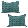 thumbnail image 1 of Ethnic Knitted Quilt Pillowcover Set of 2, Paisley Leaves Persian Blooms Culture Flowers Pattern, Standard Queen Pillow Sham Bedroom, 30" x 20", Sea Green Green, by Ambesonne, 1 of 1
