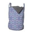 thumbnail image 1 of Ethnic Laundry Bag, Abstract Boho Style Geometric Hexagons Hippie Urban Design Pattern, Basket with Handles Drawstring Closure for Laundromats, 13" x 19", Purple Lilac and Pale Blue, by Ambesonne, 1 of 4