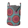 thumbnail image 1 of Ethnic Laundry Bag, Illustration of Oriental Cosmos Paisley Ottoman Elements, Hamper Basket with Handles Drawstring Closure for Laundromats, 13" x 19", Teal Orange and Magenta, by Ambesonne, 1 of 4