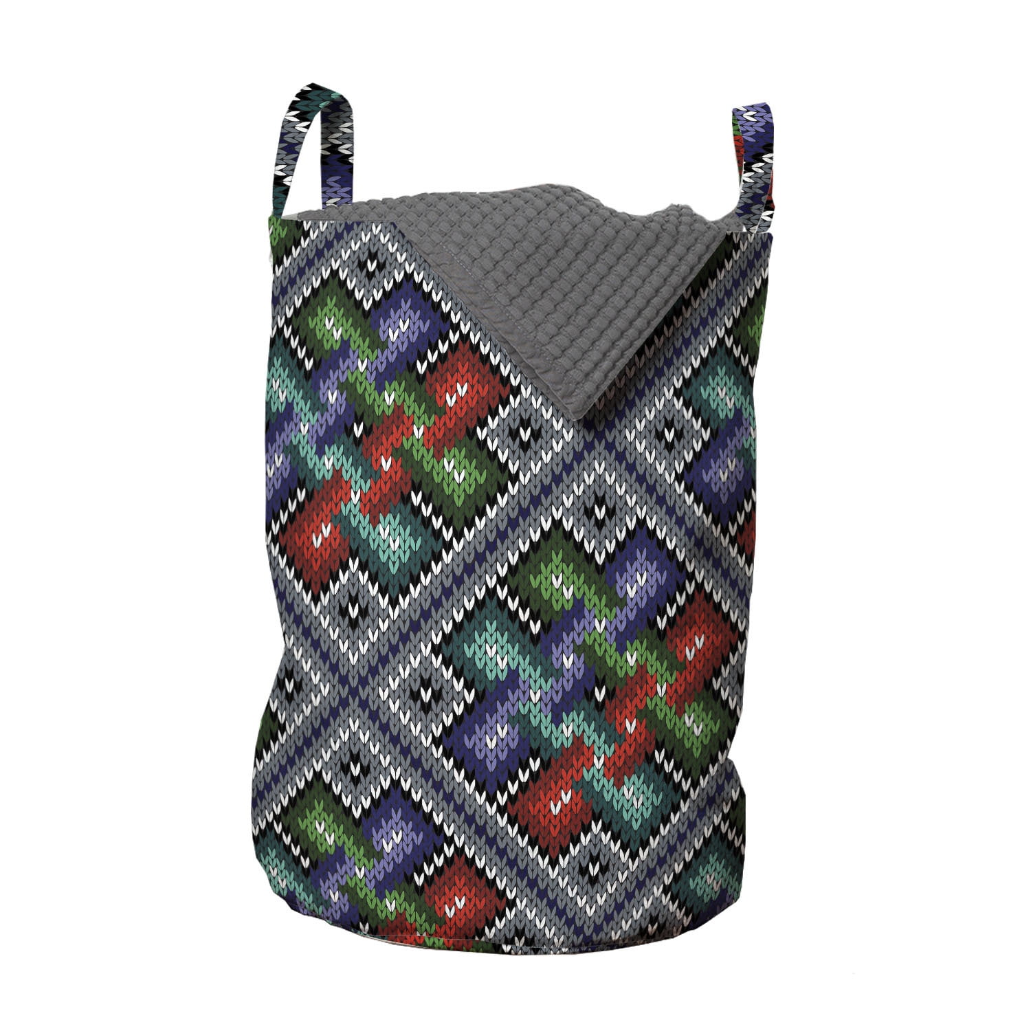 Ethnic Laundry Bag, Traditional Folk Pattern in Knitting Form South ...