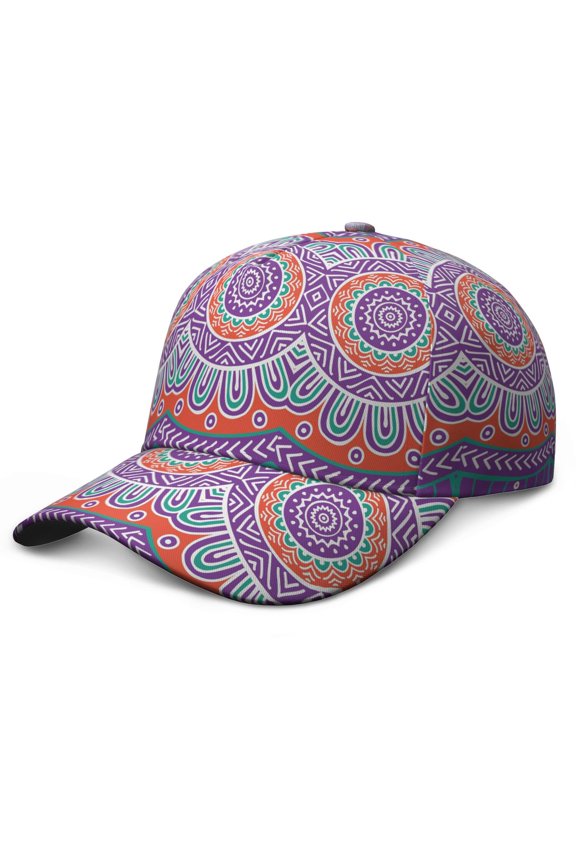 Ethnic Mandala Art Baseball Cap – Boho Tribal Dad Hat Featuring Abstract Sacred Pattern, Cultural Spiritual Zen Design, Adjustable Snapback