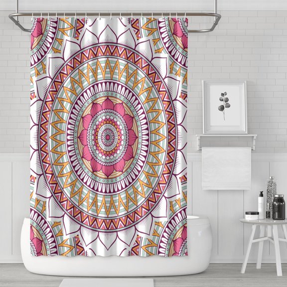 Ethnic Mandala Art Shower Curtain 72x72 Inch Waterproof Quick-Dry Machine Washable Bathroom Decor