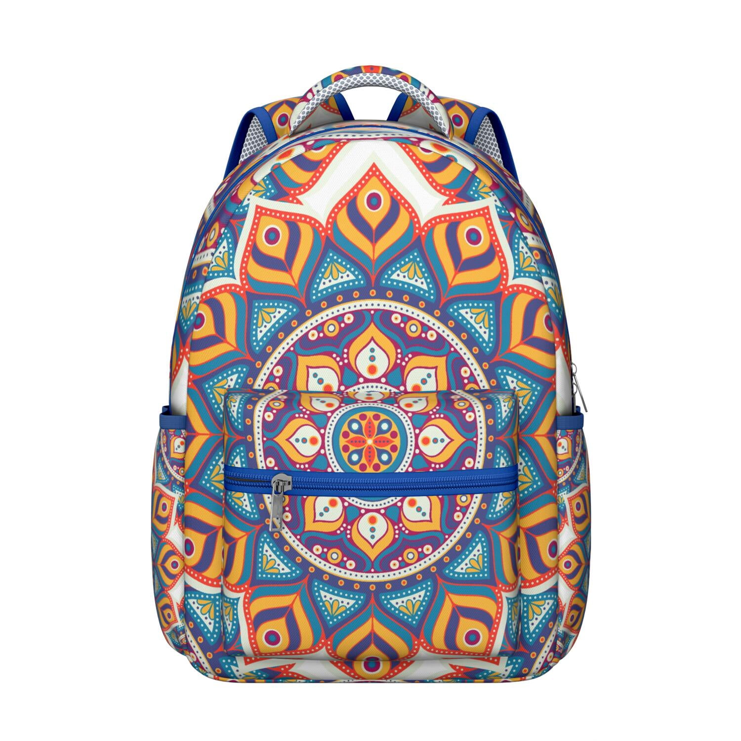 Ethnic Mandala Art Waterproof School Backpack with Padded Straps ...