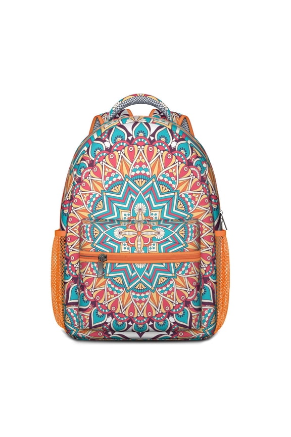 Ethnic Mandala Backpack for Elementary Students with Sacred Tribal Pattern, Water-Resistant, Reflective, Lightweight & Spine-Friendly Design