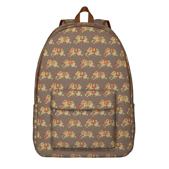 Ethnic Mandala Elephant Backpack, Durable and Lightweight School Bag with Vintage Bohemian Floral Pattern