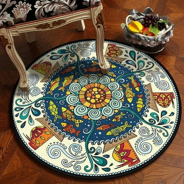 Ethnic Mandala Style Round Area Rug Rug and Carpet for Living Room Bedroom Chair Sofa Foot Pad ration Non-slip Floor Mats