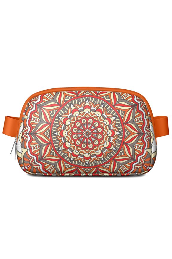 Ethnic Mandala Waist Bag – Tribal Boho Fanny Pack with Mystic Symbolic Pattern & Floral Details for Meditation & Zen Living
