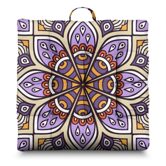 Ethnic Meditation Pillow&nbsp;– 22 Inch Extra Large Floor Cushion, Tribal Boho Mandala Design, Plush Velvet for Hip Support
