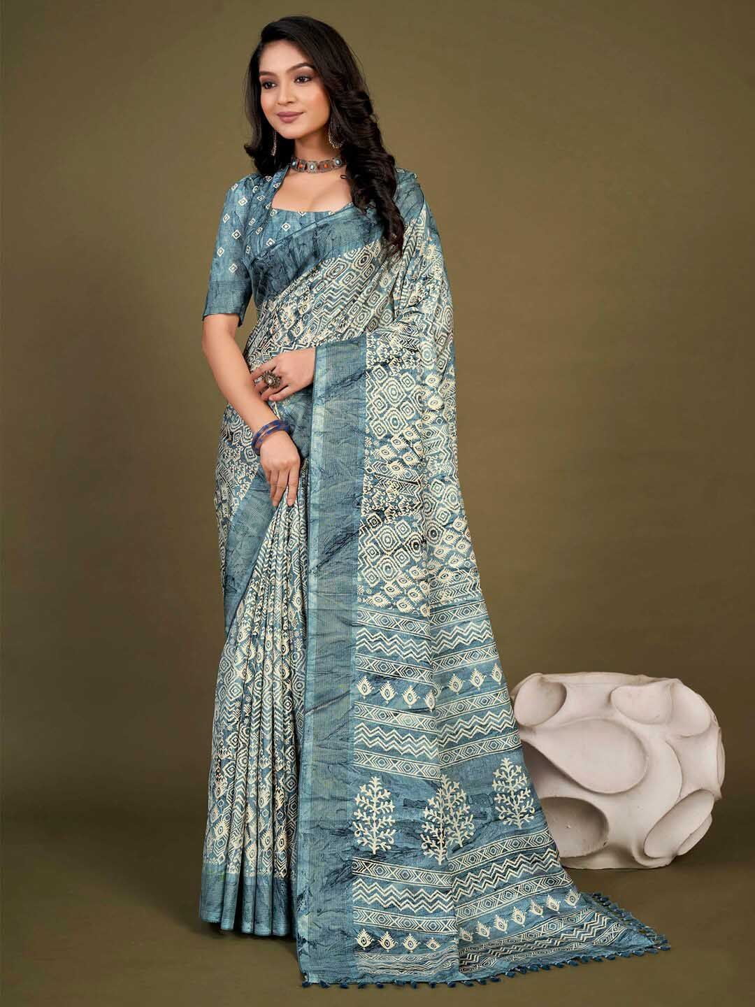 Resha Brown Dabu Saree main image 1