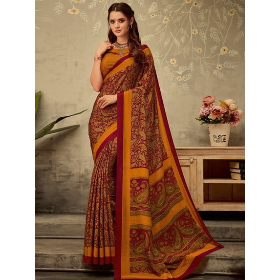 Ethnic Motifs Printed Bagru Saree - 27292362