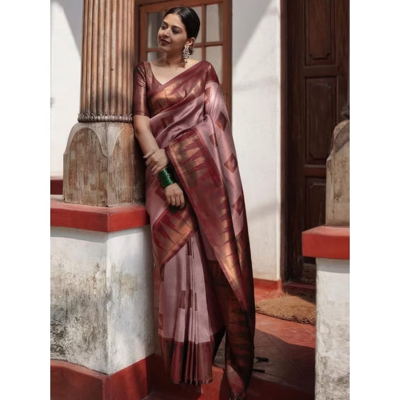 Ethnic Motifs Woven Design Pure Silk Kanjeevaram Saree - 28993162