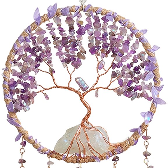 Ethnic Natural Stone Crystal Tree Dreamcatchers Handmade Wall Art For Living Room Window Decors Positive Energy