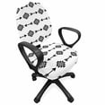 thumbnail image 1 of Ethnic Office Chair Slipcover, Monochrome Style Repeating Direction Pointers Pattern Illustration, Protective Stretch Decorative Fabric Cover, Standard Size, Charcoal Grey and White, by Ambesonne, 1 of 5