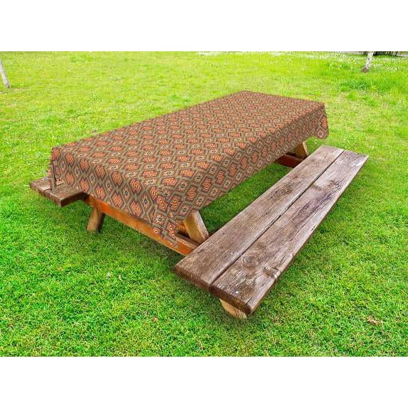 Ethnic Outdoor Tablecloth, Mexican Peruvian Cultural Heritage Motifs Indigenous Ancient Tribal Design Elements, Decorative Washable Fabric Picnic Tablecloth, 58 X 104 Inches, Multicolor, by Ambesonne