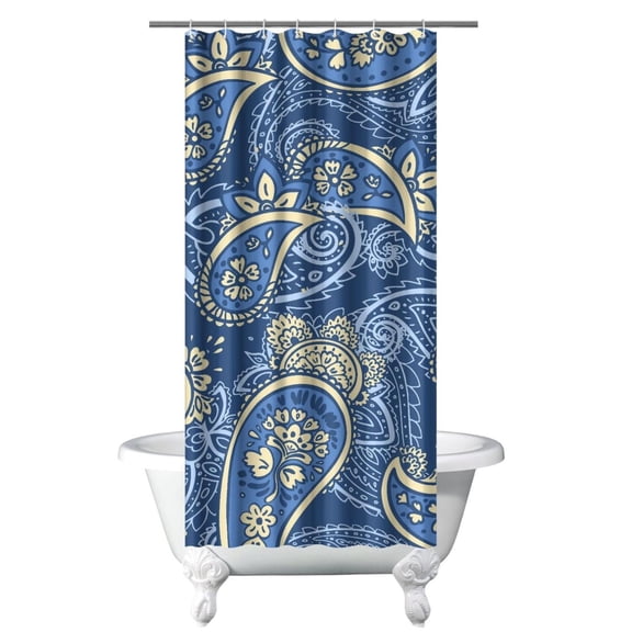 Ethnic Paisley Bohemian Shower Curtain - Vintage Floral Pattern with Elegant Design, 36x72 Inches