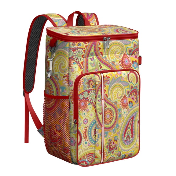 Ethnic Paisley Insulated Backpack Cooler, Leak-Proof & Waterproof, Ideal for Lunch, Picnics, Travel, and Hiking with High-Performance Insulation