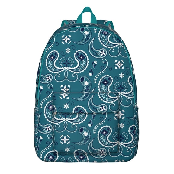 Ethnic Paisley Ornament Backpack for Women, Colorful Boho School Bag with Mandala Inspired Floral Design, Vintage Artistic Style