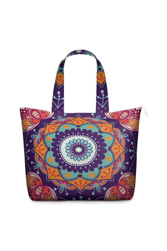 Ethnic Paisley Ornament Weekender Bohemian Vintage Travel Duffel with Artistic Floral Pattern, Chic Mala Inspired Design