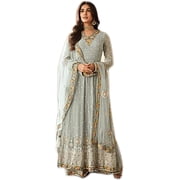 Ethnic Party Wear Designer Palazzo Suits Indian Pakistani Salwar Kameez Dress  Sky Long, XXL - 46