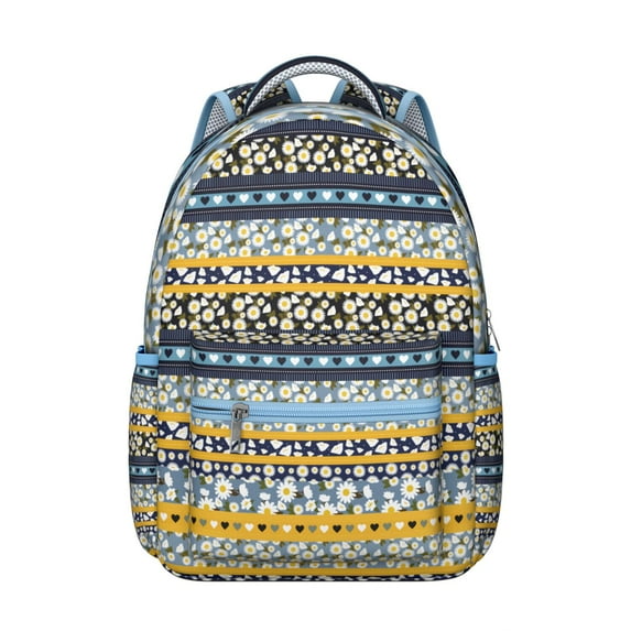 Ethnic Pattern Boho Chic Bookbag - Heavy Duty 17" Laptop Backpack with Organizer Compartments | Vintage Inspired College Rucksack for Dorm Life, Spacious Carryall for Textbooks & Notebooks