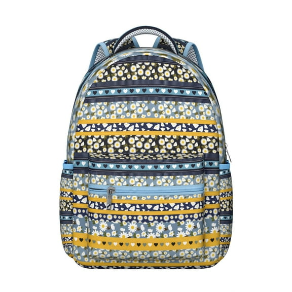 Ethnic Pattern Boho Chic Bookbag - Heavy Duty 17" Laptop Backpack with Organizer Compartments | Vintage Inspired College Rucksack for Dorm Life, Spacious Carryall for Textbooks & Notebooks