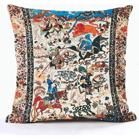 Ethnic Pattern Boho Pillow Cover 18x18 Inch Southwest Farmhouse Pillow Cover Home Decor Cotton Linen Throw Pillow Case Cushion Cover for Sofa Couch Boho14-14