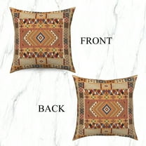 Ethnic Pattern Linen Throw Pillow Covers,Set of 2 16x16 Inch,Aztec Geometric Cushion Cases for Home Decor Sofa Couch Living Room Car