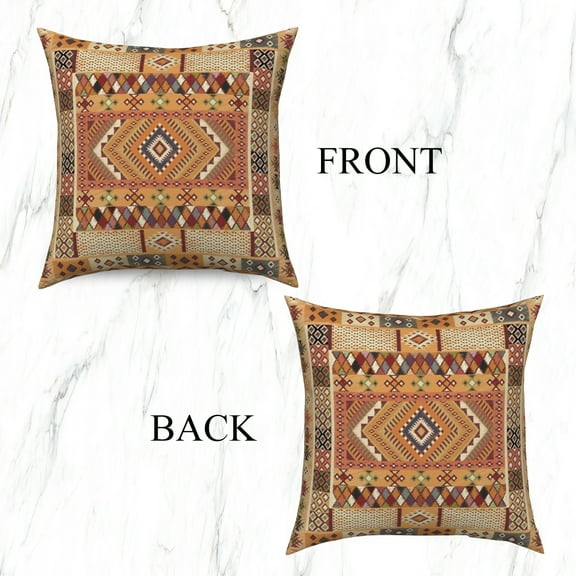 Ethnic Pattern Linen Throw Pillow Covers,Set of 2 16x16 Inch,Aztec Geometric Cushion Cases for Home Decor Sofa Couch Living Room Car